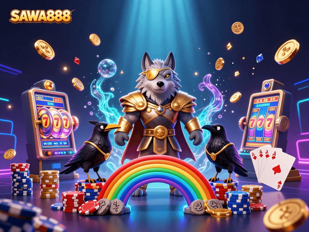 Experience SAWA888, where fantasy meets gaming with dynamic slot reels, vibrant casino elements, and your luck brought to life.