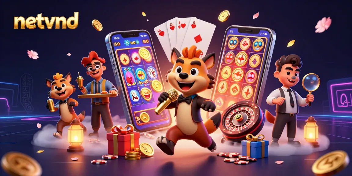 Engage with netvnd through a vibrant 3D cartoon casino scene depicting hyenas in action.