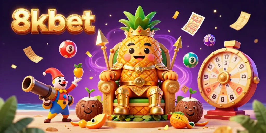 Engage with the vibrant world of 8xbet as colorful lottery elements and lively casino characters bring excitement to life.
