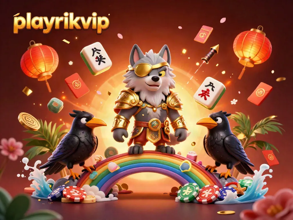 Engage with the playrikvip gaming experience featuring Odin and ravens amidst vibrant casino elements
