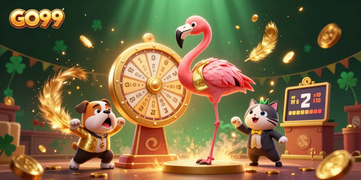 Experience the excitement at GO99 with a vibrant game show scene filled with golden prizes.