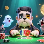 Engage with the Cổng game Go88 as the Frankenstein bulldog deals cards and coins sparkle around in a dynamic casino scene.