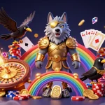 Engage with Link Sunwin as cartoon characters explore a vibrant casino world filled with treasures and excitement.