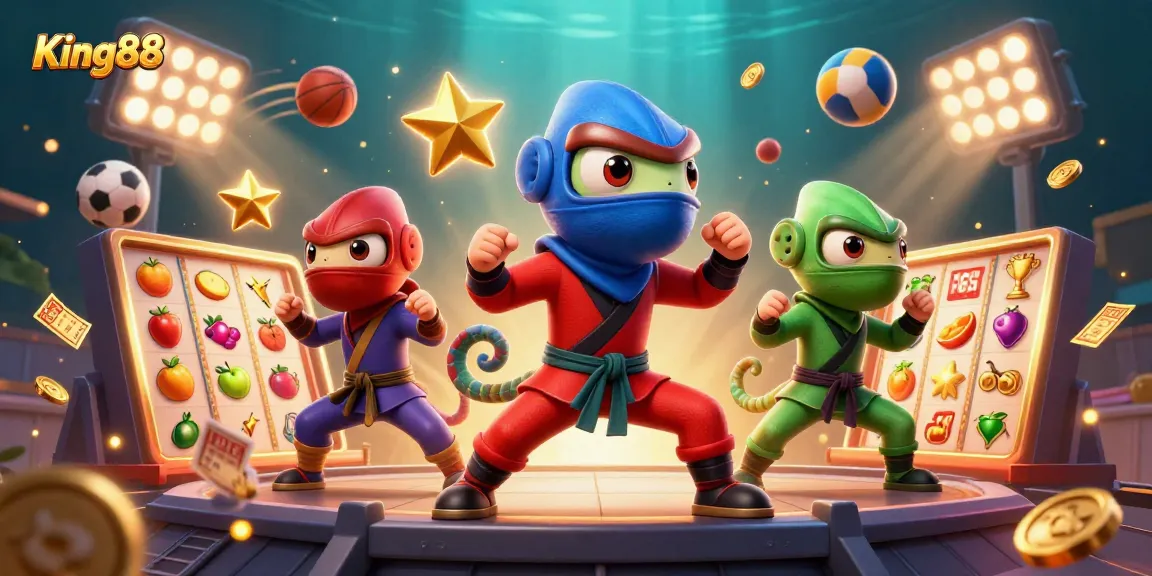 King88 chameleons showcase dynamic slot reels and exciting gameplay in this vibrant digital scene.