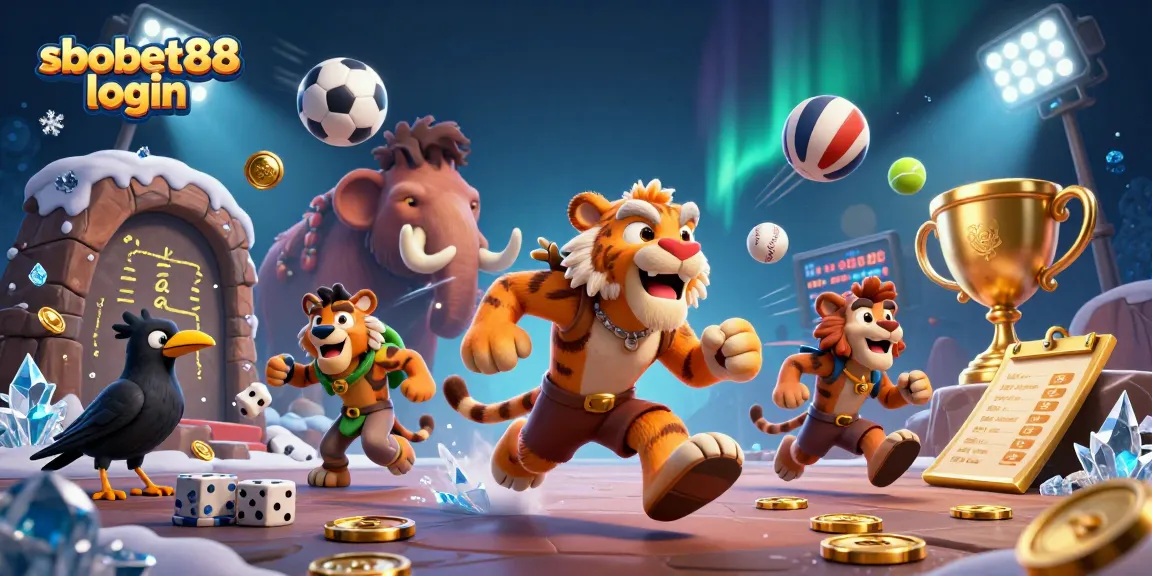 Engage in sbobet88 login for thrilling sports betting action in a vibrant casino illustration.