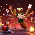 Play xóc đĩa with excitement, featuring a lively gambling scene filled with colorful casino elements.