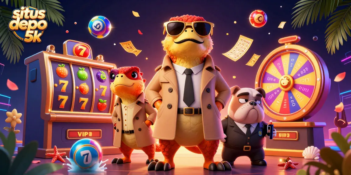 Experience exciting gameplay at situs depo 5k with vibrant slot reels and colorful lottery elements.