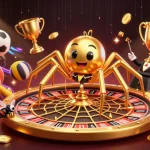 Bet with iagyys: A thrilling scene of a spider, a fly, and a centipede in an action-packed gambling atmosphere.