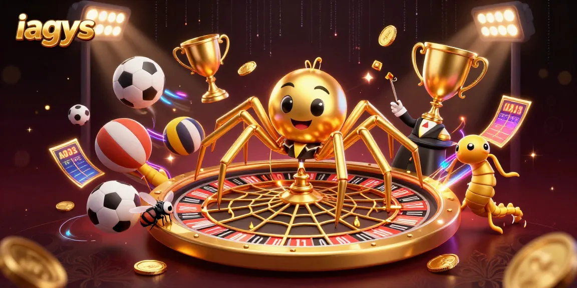 Bet with iagyys: A thrilling scene of a spider, a fly, and a centipede in an action-packed gambling atmosphere.